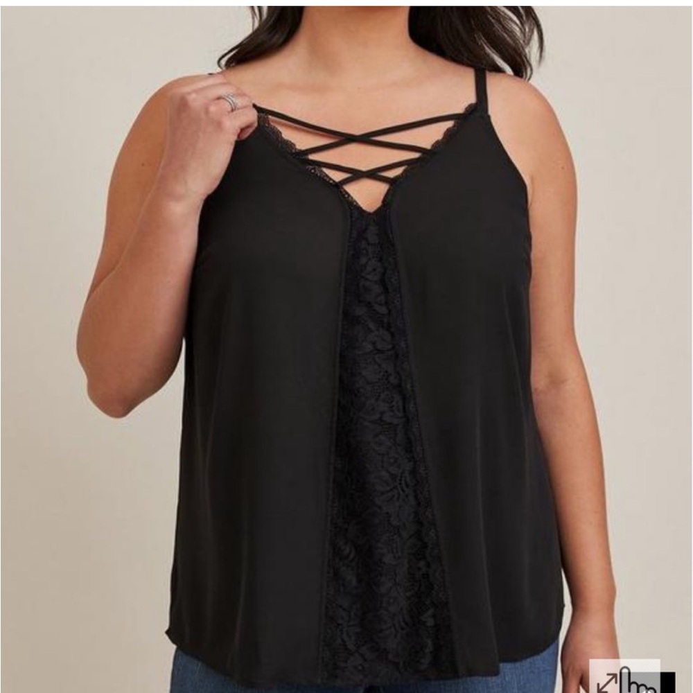 Torrid 00 black lace strappy cami top